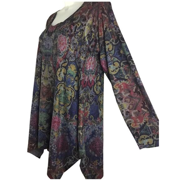 Soft Surroundings Scoop Neck High Low Asymmetric Hem Tunic Paisley Size Small - Picture 6 of 9